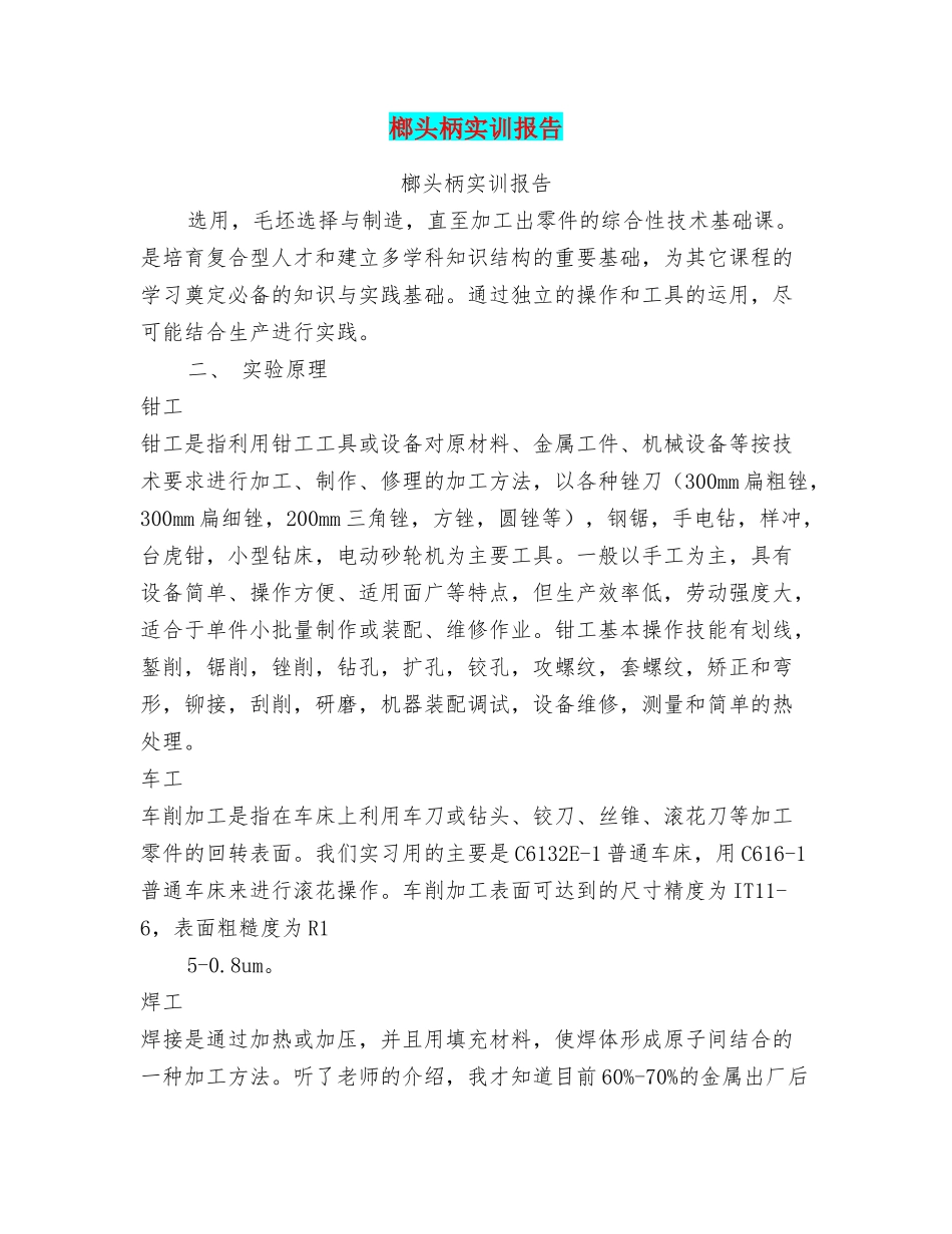 榔头柄实训报告_第1页