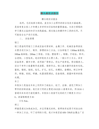 榔头柄实训报告