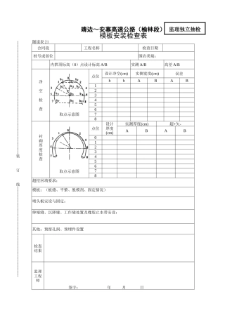 模板安装检查表