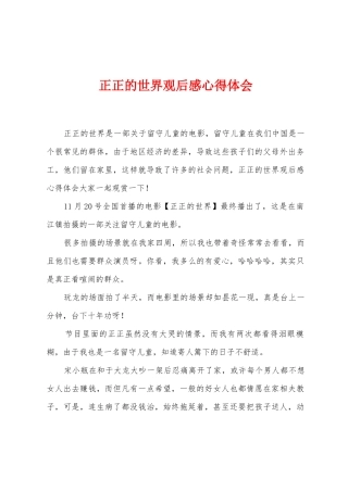 正正的世界观后感心得体会
