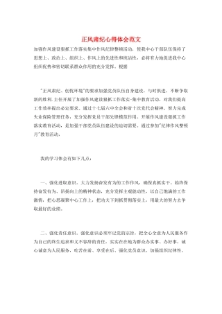 正风肃纪心得体会范文