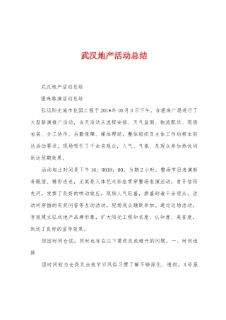 武汉地产活动总结