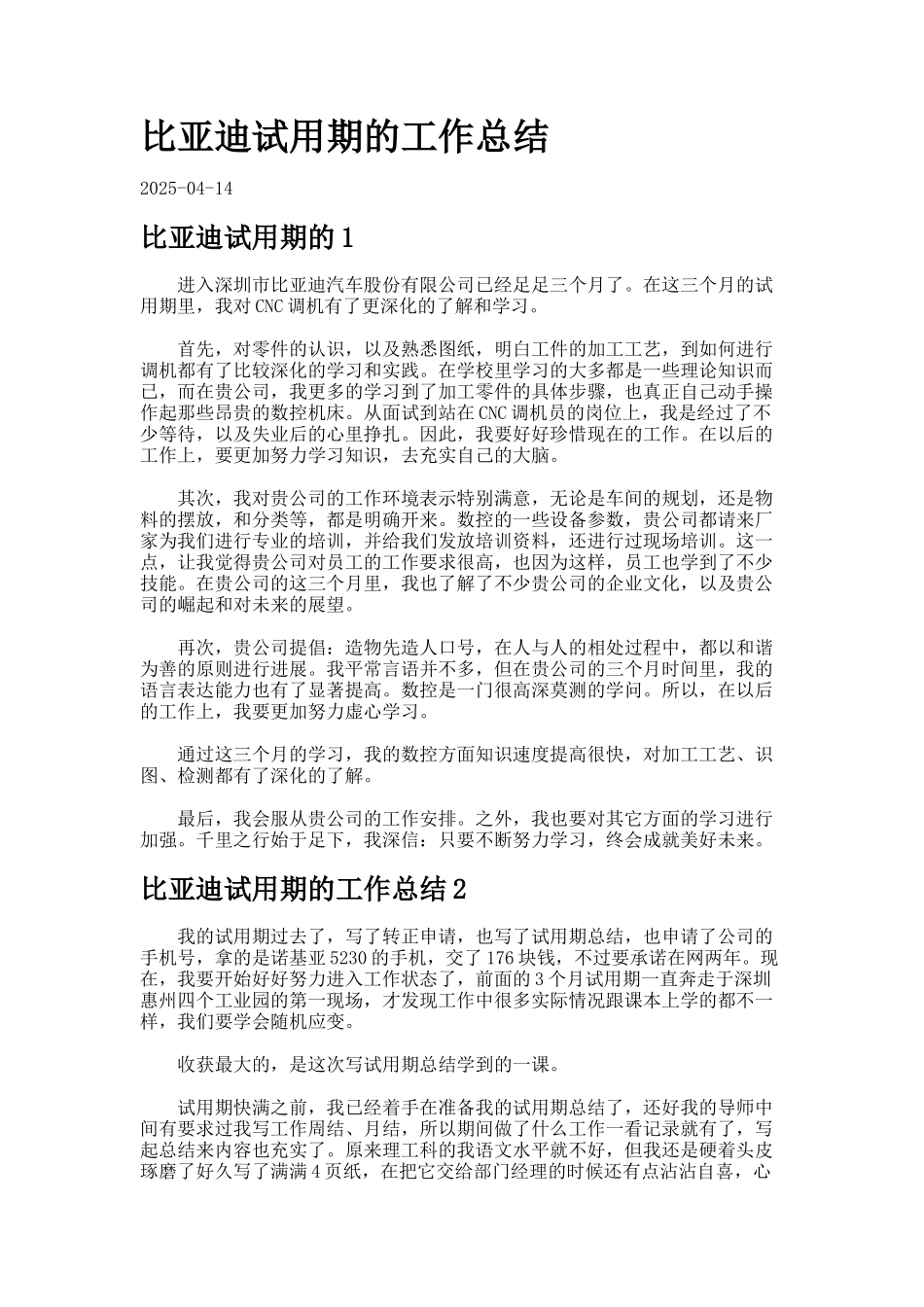比亚迪试用期的工作总结_第1页