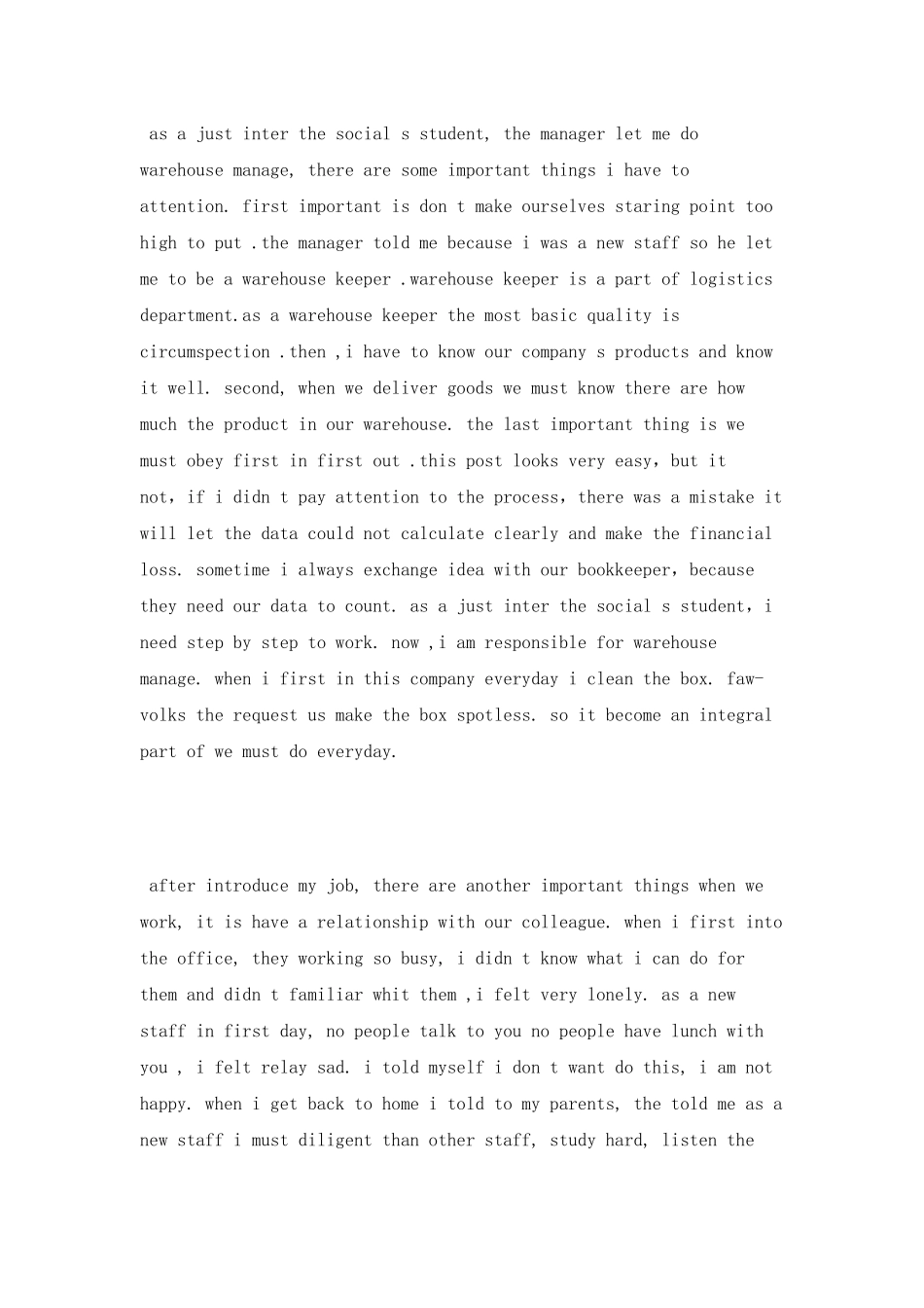 毕业大学生英文实习报告_第3页