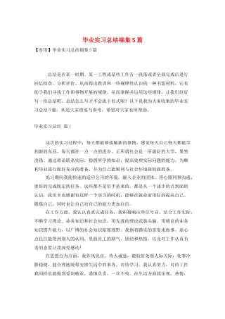 毕业实习总结锦集5篇