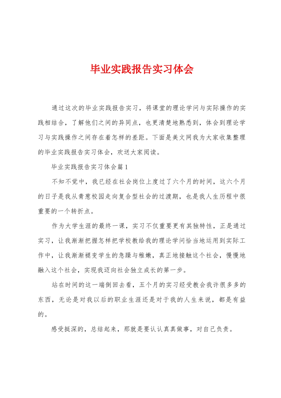 毕业实践报告实习体会_第1页