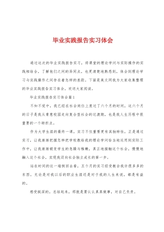 毕业实践报告实习体会
