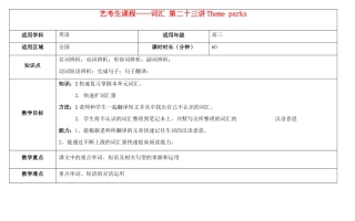 高考英语艺考生课程 词汇 第二十三讲 Theme parks教学案-人教版高三全册英语教学案