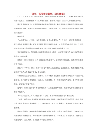 高考语文 动车惨案1作文素材