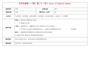 高考英语艺考生课程 词汇 第二十一讲 A taste of English humour教学案-人教版高三全册英语教学案