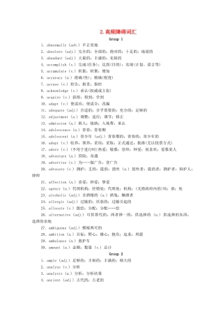 高考英语大二轮复习 冲刺经典专题 增分附录 2 高频障碍词汇教学案-人教版高三全册英语教学案