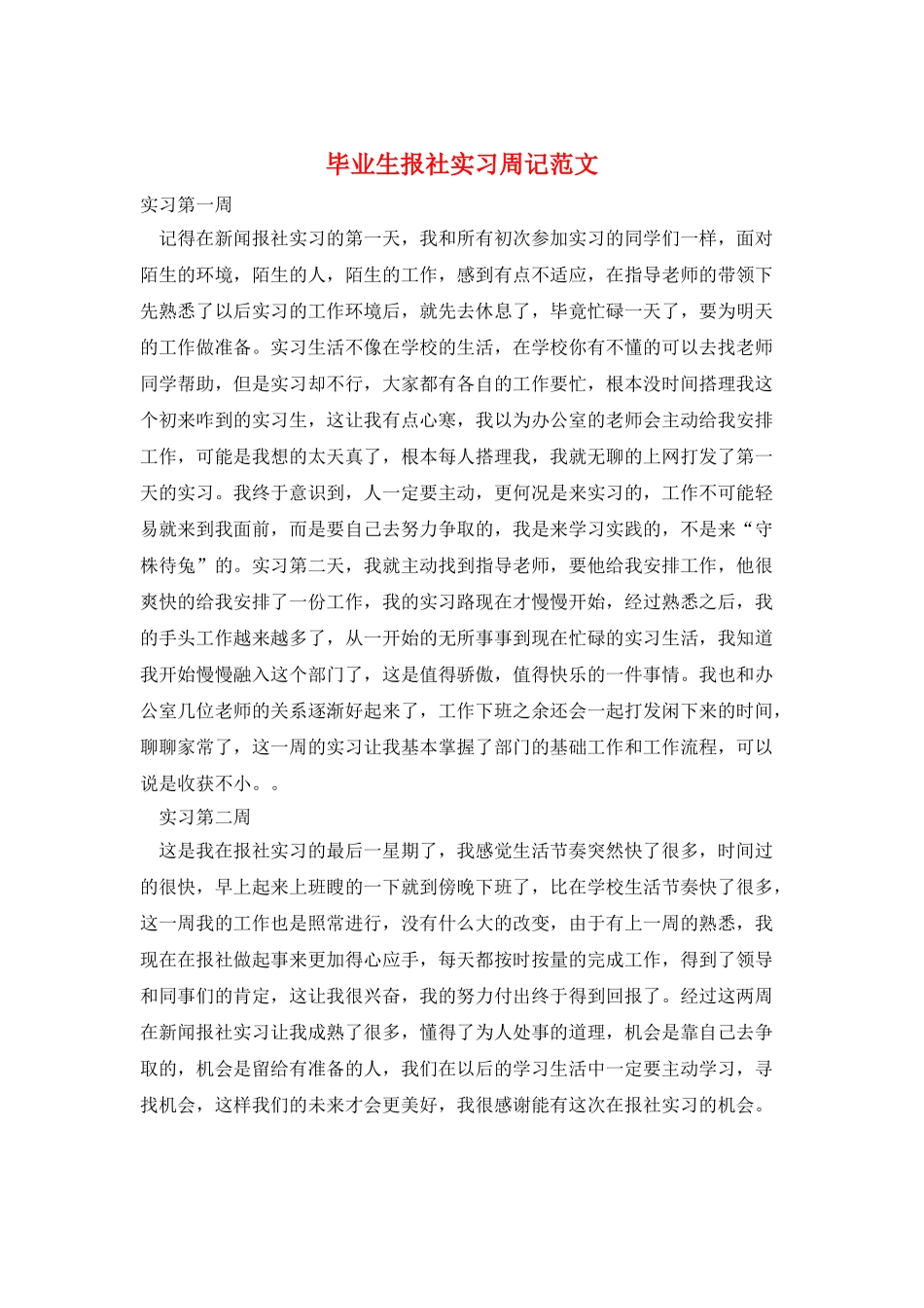 毕业生报社实习周记范文_第1页