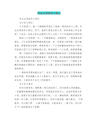 毕业生顶岗实习周记