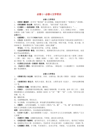 高考语文 复习之必修1—必修4文学常识 素材