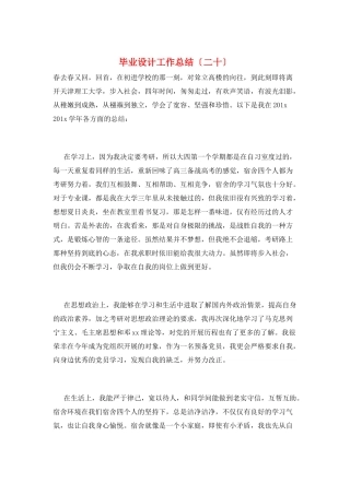 毕业设计工作总结(二十)