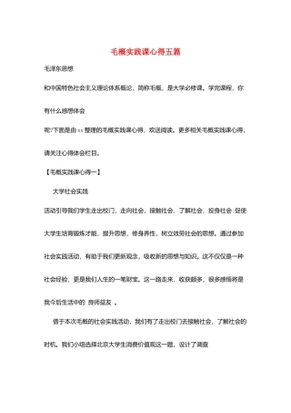 毛概实践课心得五篇