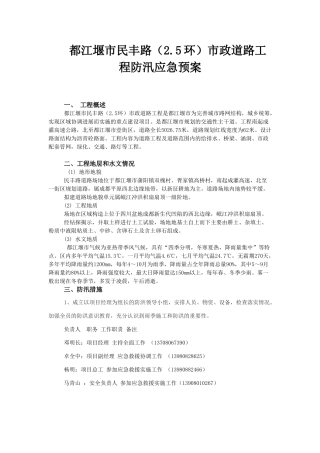 民丰路防洪应急预案