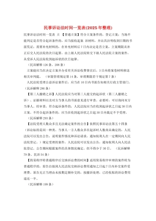 民事诉讼法时间一览表