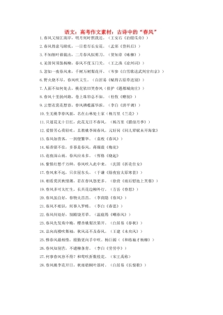 高考语文 古诗中的“春风”作文素材