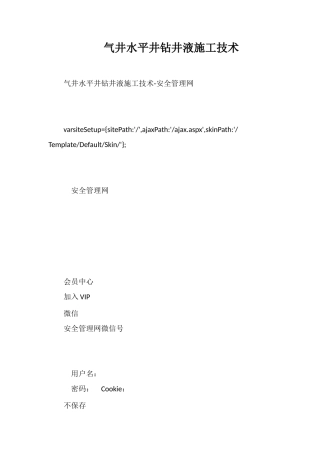 气井水平井钻井液施工技术
