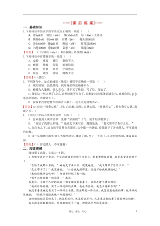 高考语文 第11课《鞋的故事》课后练案 苏教版选修《现代散文选读》