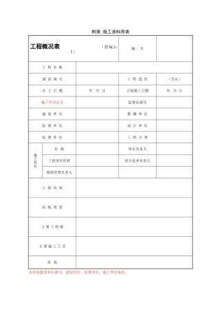 水利工程全部表格
