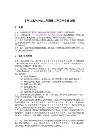 水利枢纽工程测量监理实施细则
