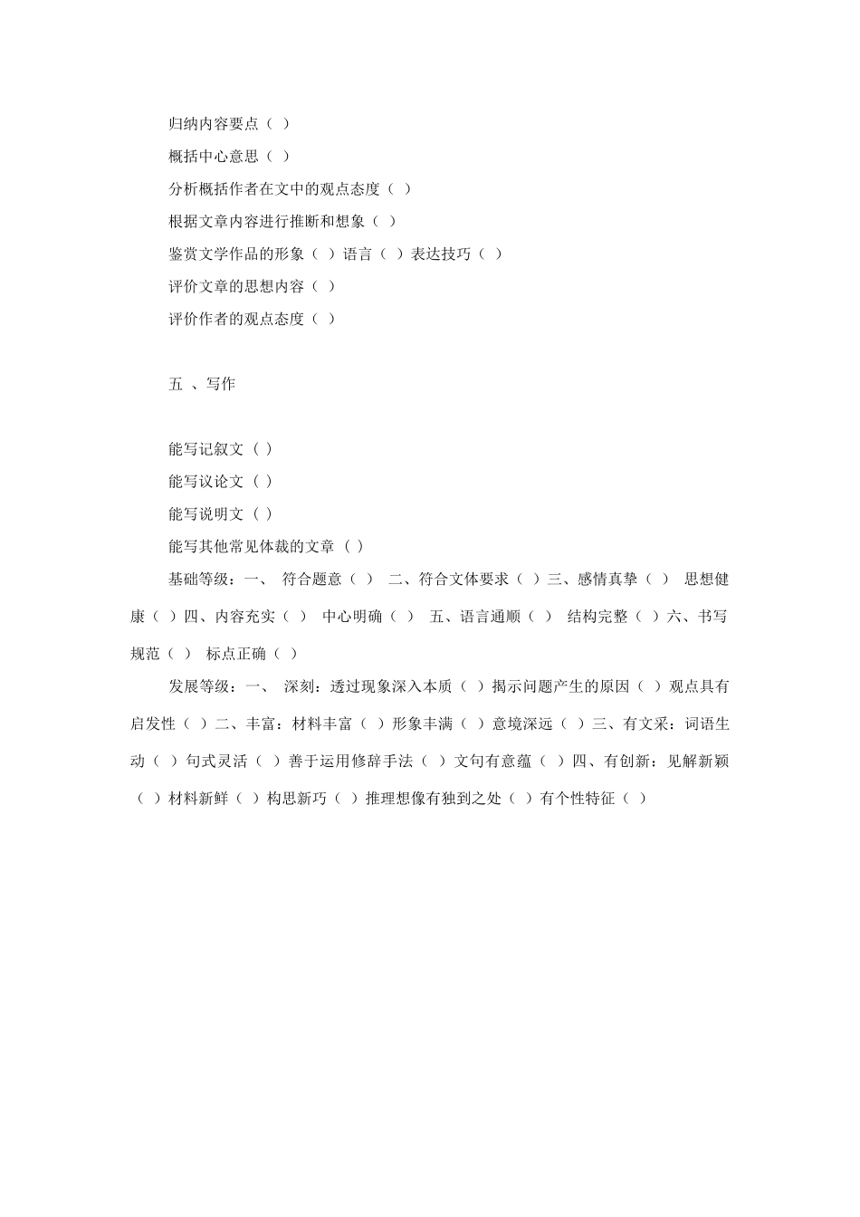 高考语文 高考知识点掌握情况调查表素材 人教版第六册_第3页