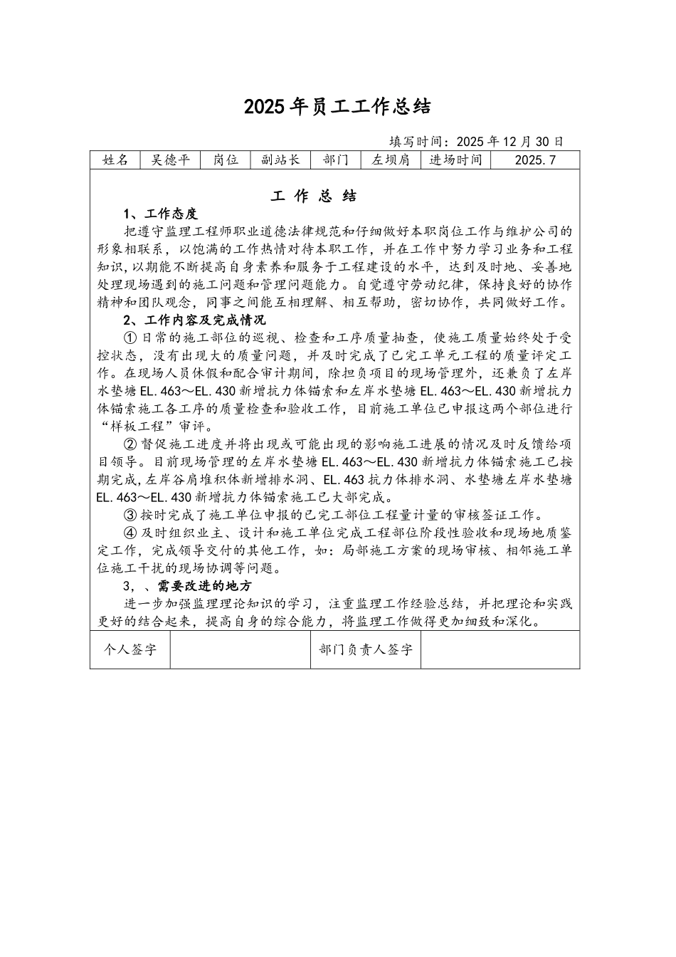 水利水电工程监理工程师工作总结_第1页