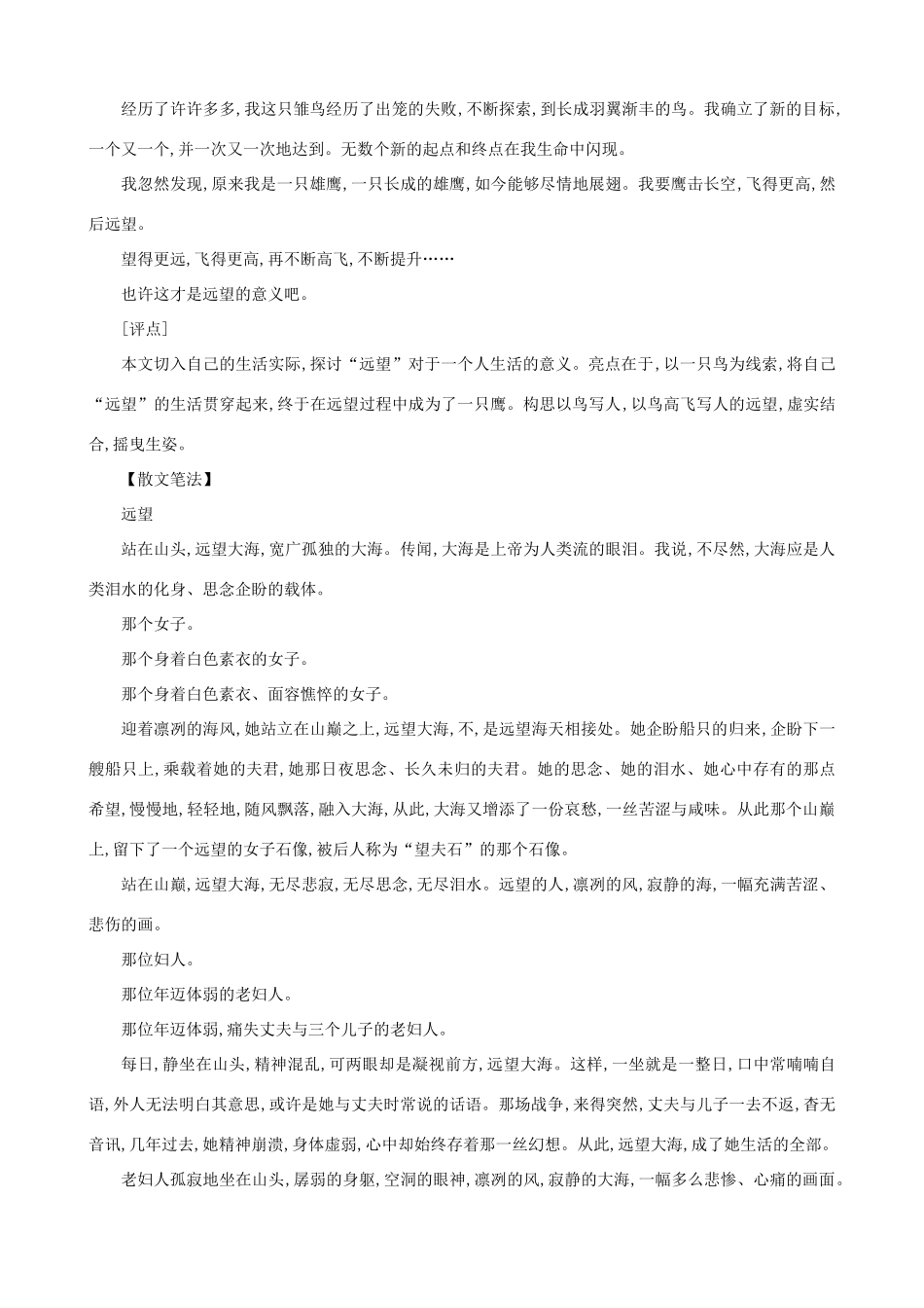 高考语文 高考作文技法话题作文 远望 写作导引_第3页