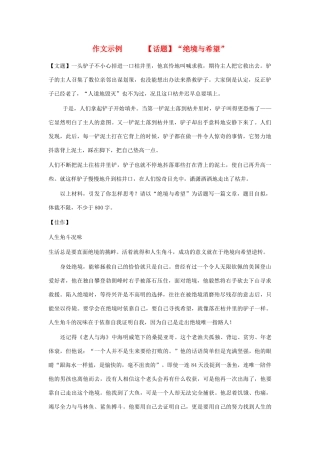 高考语文 话题”绝境与希望“导写与范文素材