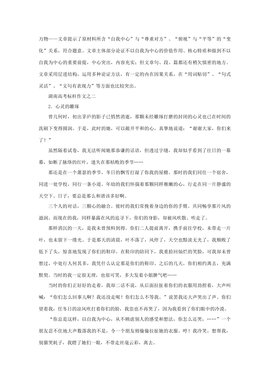高考语文 2011年湖南高考标杆作文及点评作文素材_第2页