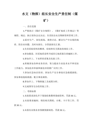 水文组长安全生产责任制