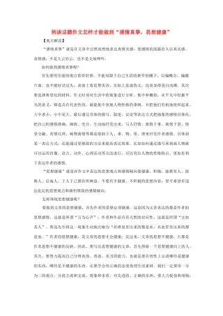 高考语文 例谈话题作文的感情和思想素材