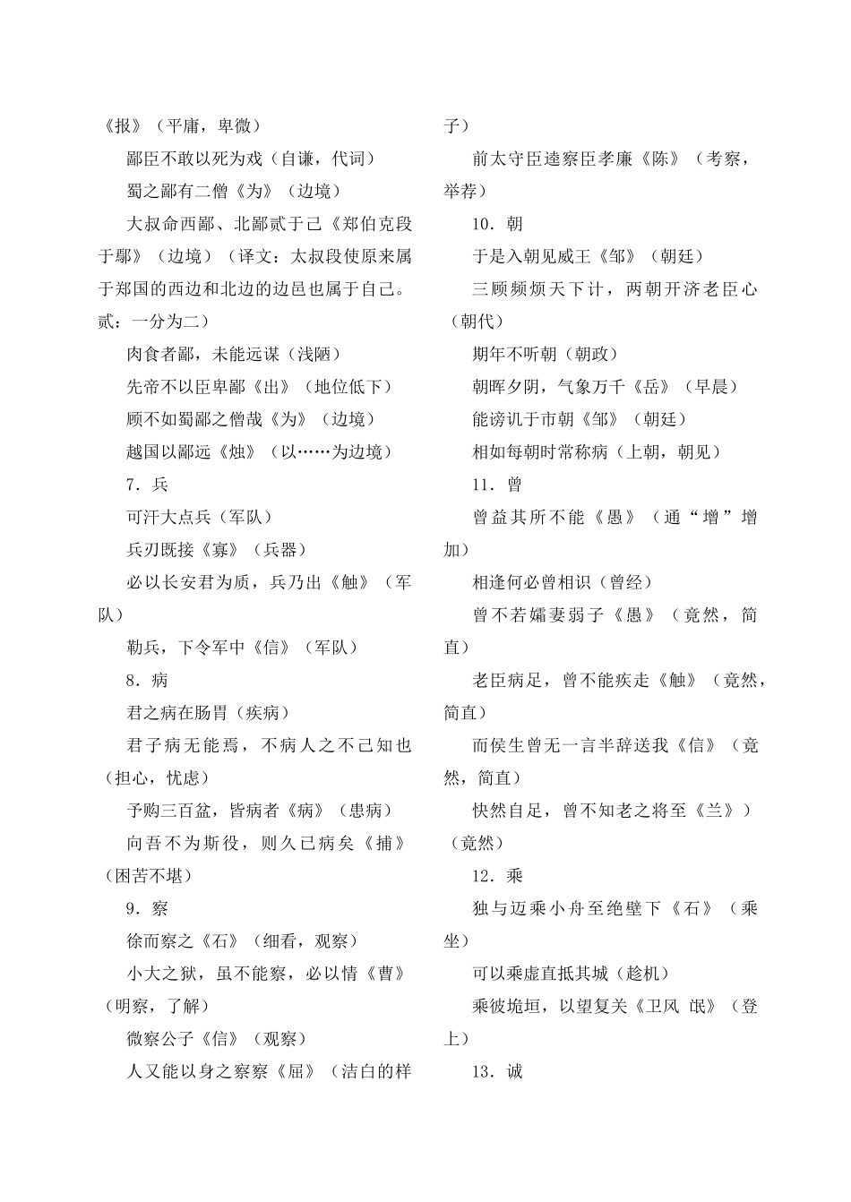 高考语文 考点120个文言实词集锦 新人教版_第2页