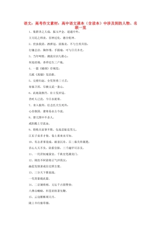 高考语文 课本（含读本）中涉及到的人物、名联一览