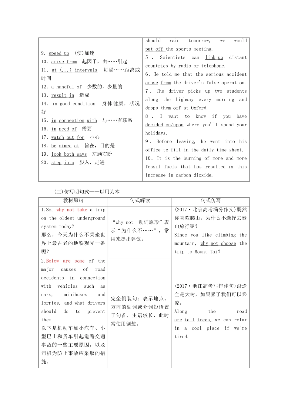 高考英语新创新一轮复习 Unit 4 Public transport学案（含解析）牛津译林版选修7-牛津版高三选修7英语学案_第3页