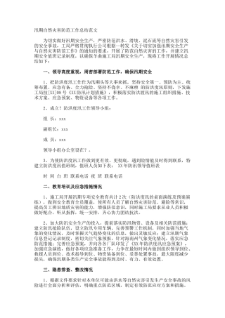 汛期自然灾害防范工作总结