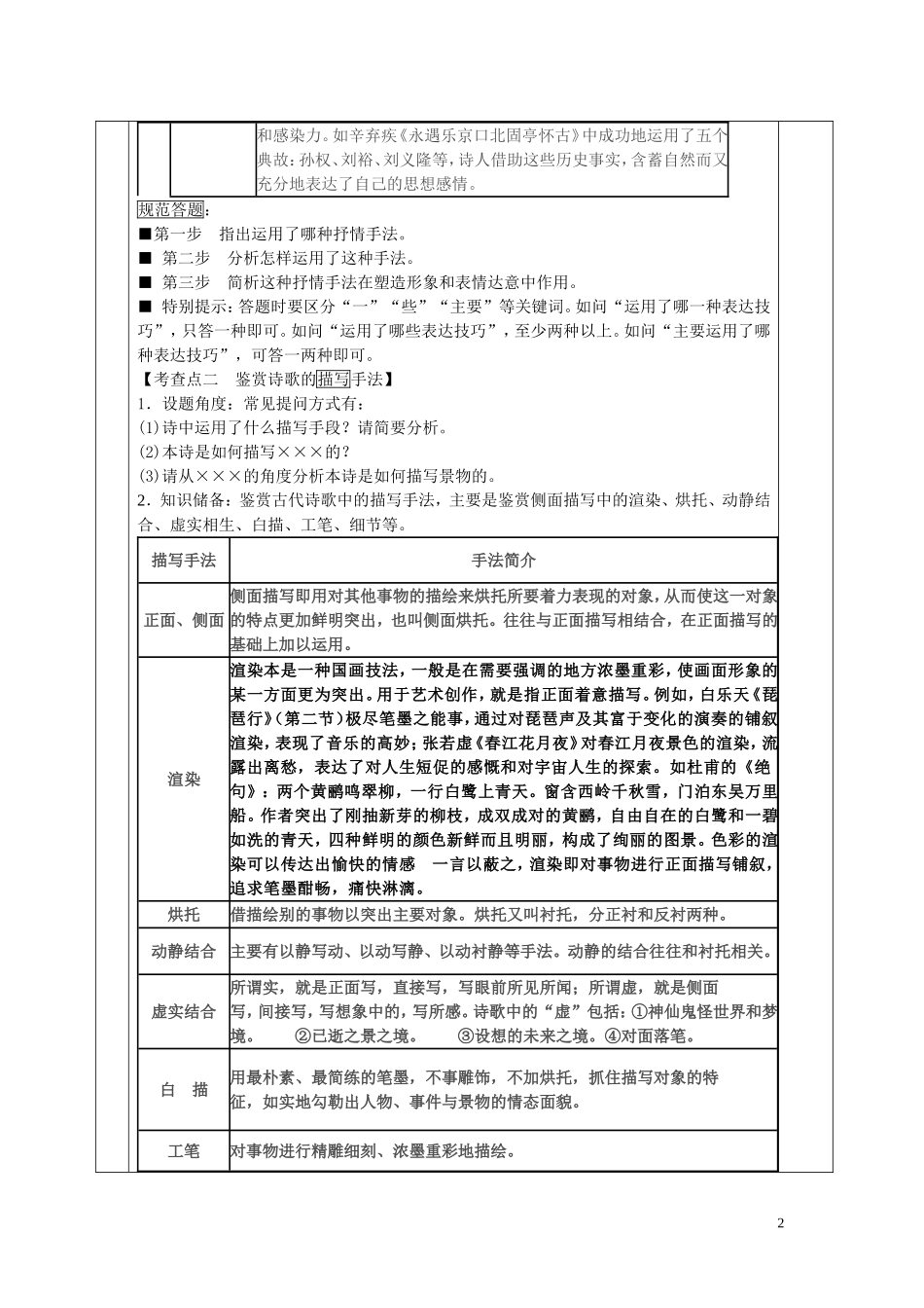 高考语文 诗歌鉴赏（第4课时）导学案-人教版高三全册语文学案_第2页