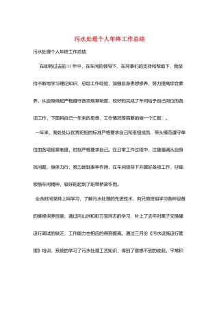 污水处理个人年终工作总结