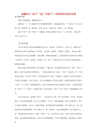 高考语文 命题作文 放下 (或 不放下 )写作指导及佳作示例素材