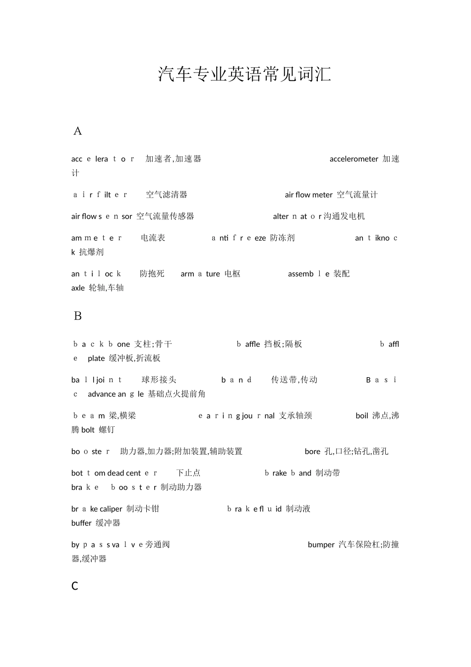 汽车专业英语常见词汇_第1页