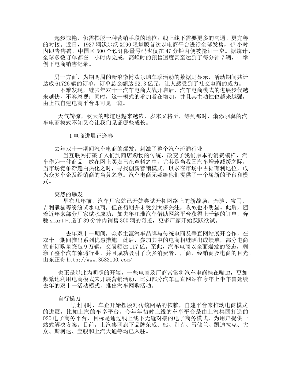 汽车电商营销蹒跚学步未来可期网络营销_第1页