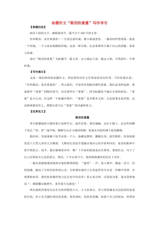 高考语文 命题作文“眼泪的重量”写作导引 素材高考