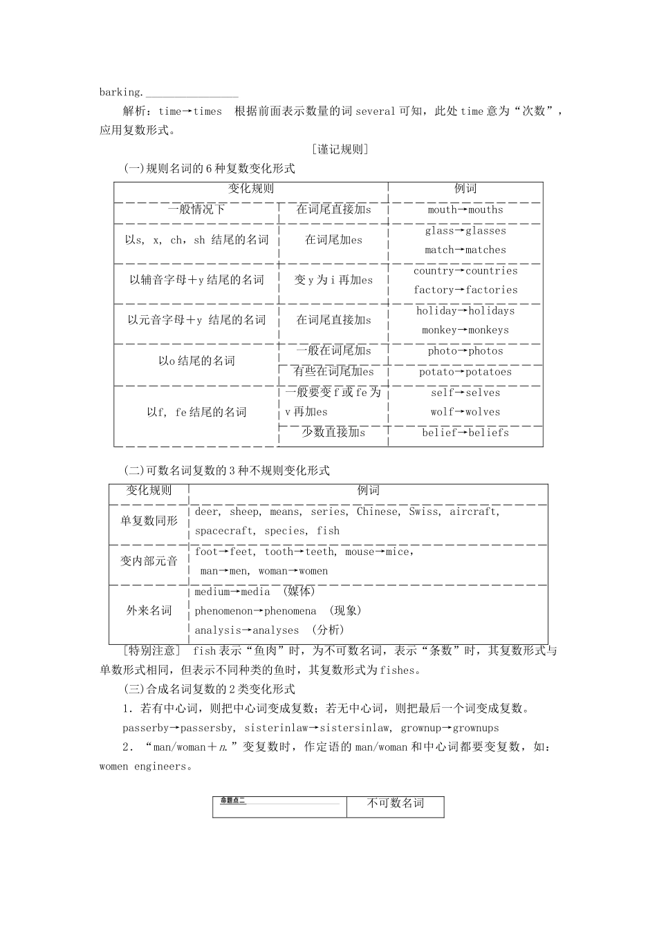 高考英语新创新一轮复习 语法 第一部分 掌握基础词法 第一讲 名词、冠词学案（含解析）牛津译林版-牛津版高三全册英语学案_第3页