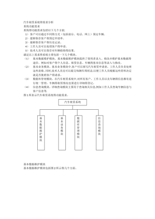 汽车租赁系统的需求分析