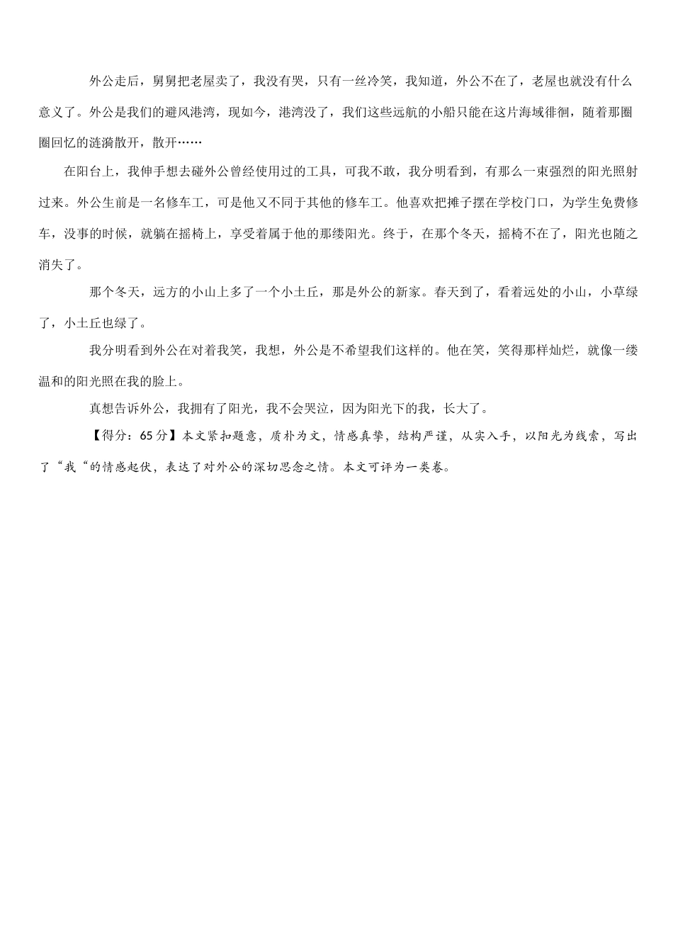 高考语文 命题作文《拥有阳光》审题指导及佳作示例素材_第3页