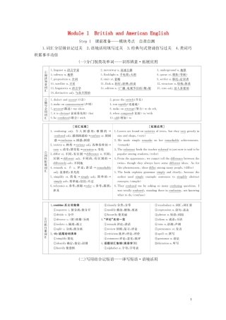 高考英语总复习 Module 1 British and American English教学案 外研版必修5-外研版高三必修5英语教学案