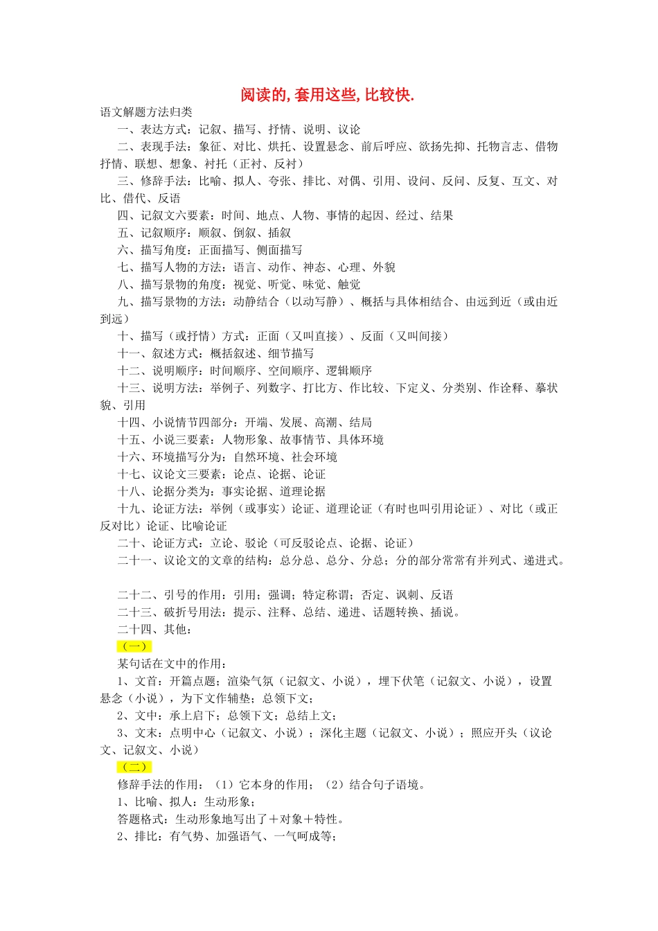 高考语文 阅读技巧 人教版_第1页