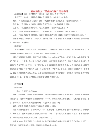 高考语文 新材料作文“灵魂的飞翔”写作导引素材